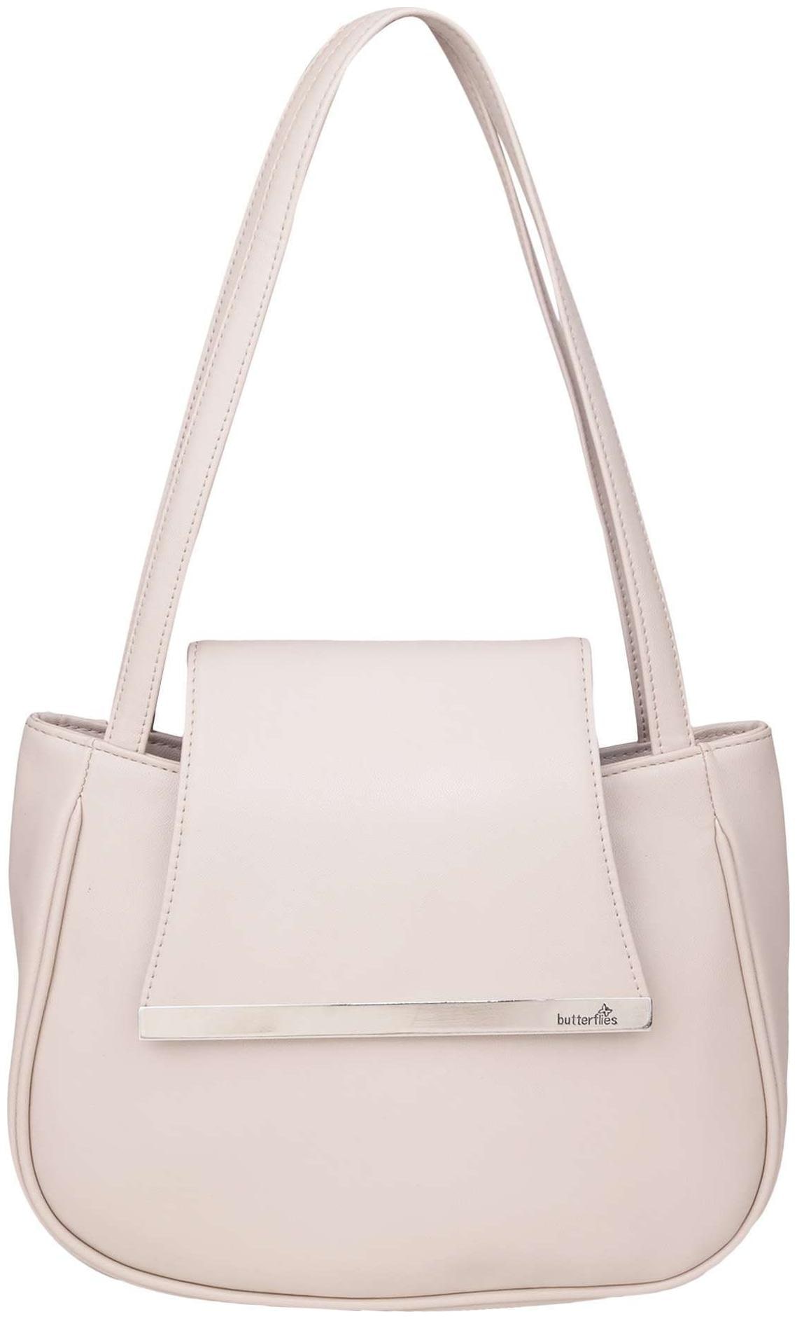 

Butterflies White Faux Leather Handheld Bag