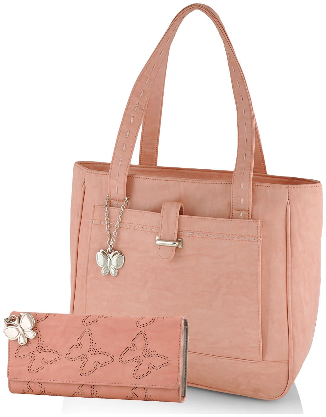 

Butterflies Beige Faux Leather Handheld Bag