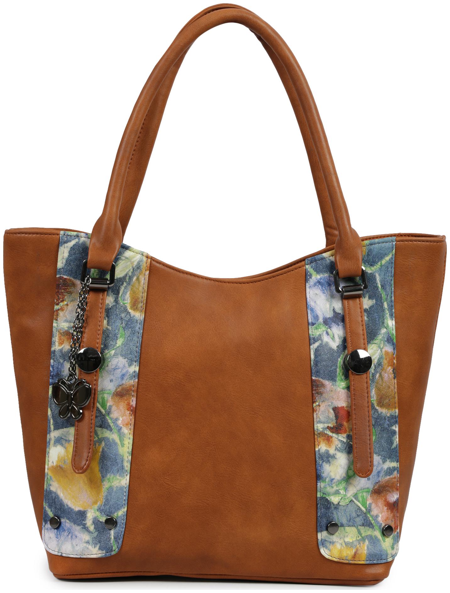 

Butterflies Tan PU Handheld Bag
