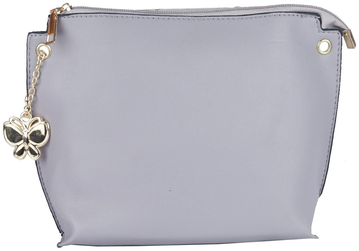 

Butterflies Grey PU Solid Sling Bag