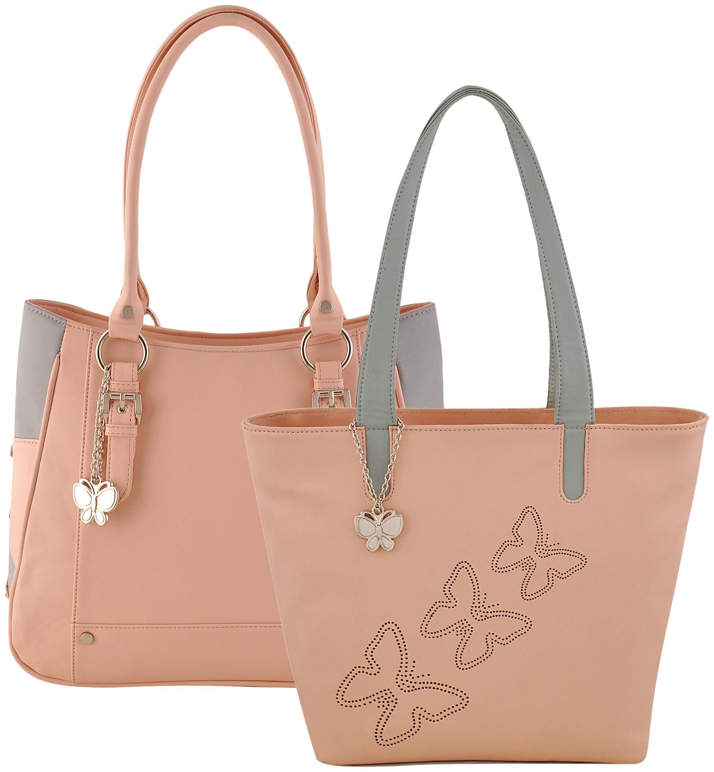 

Butterflies White Faux Leather Handheld Bag