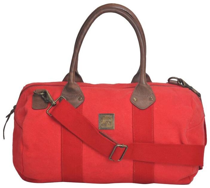 

Canvas Awl Red Canvas Leather Trim Unisex Duffel Bag