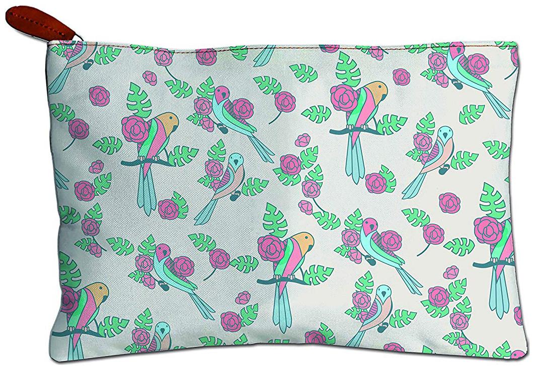 

Canvas Printed Multipurpose Travel Zipper Pouch For Girls Women and Gift Purpose (Birds Multicolor)