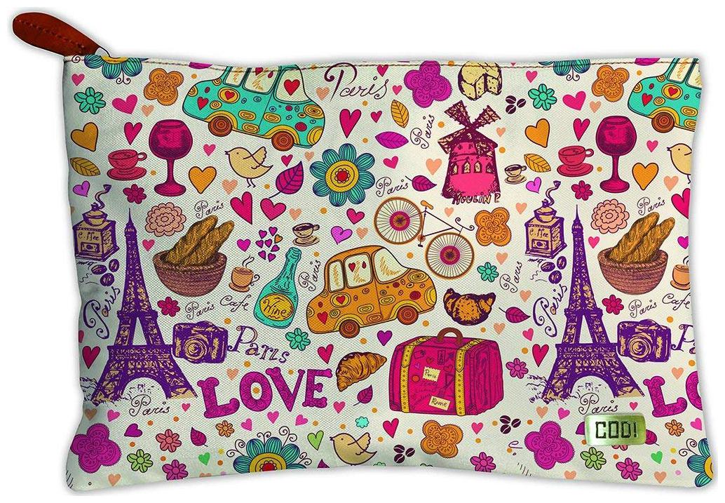 

Canvas Printed Multipurpose Travel Zipper Pouch (Paris Theme Multicolor)