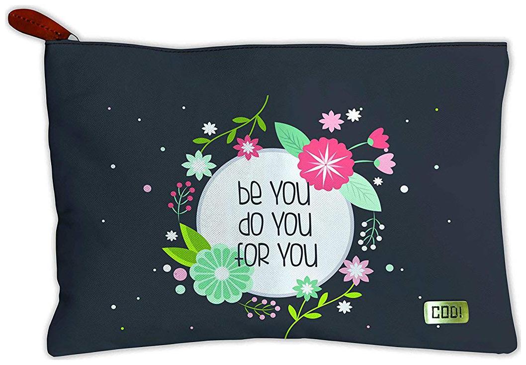 

Canvas Printed Multipurpose Travel Zipper Pouch (Floral Black)