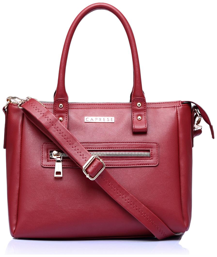 

CAPRESE Red Faux Leather Satchel - Edda Satchel Medium Deep Red