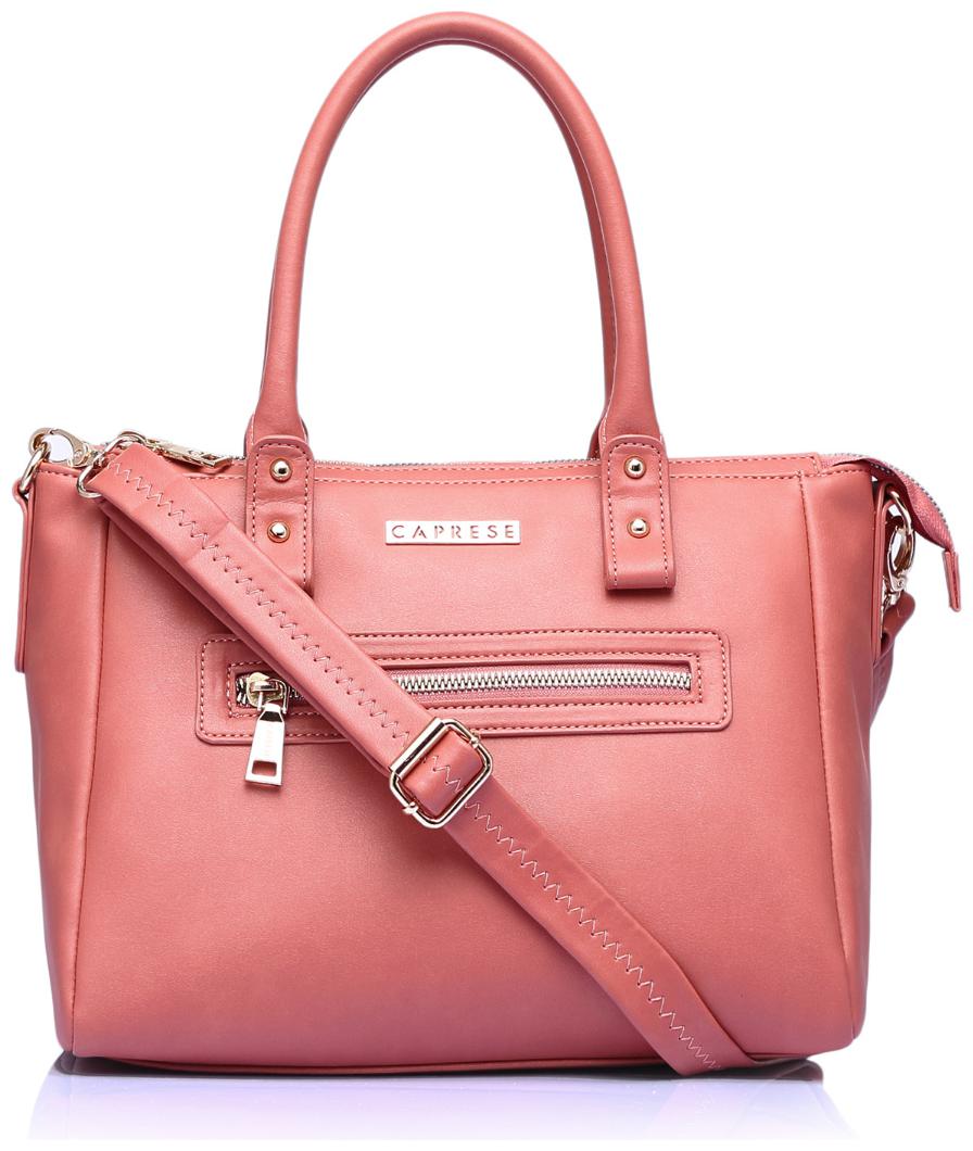 

CAPRESE Orange Faux Leather Satchel - Edda Satchel Medium Peach