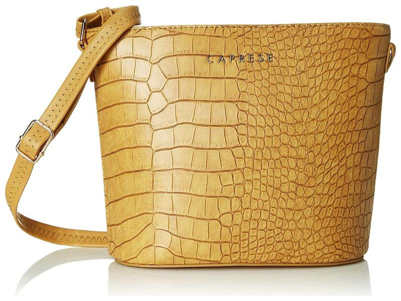 

CAPRESE Yellow Faux Leather Solid Sling Bag