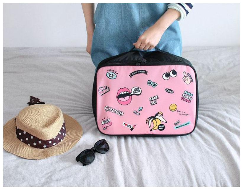 

Cartoon Portable Trolley Boarding Travel Bag Suitcase Bag Travel Luggage Bags Clothing Storage Organizer (Small)
