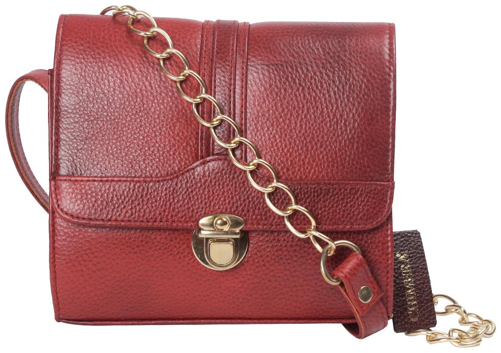 

CHIMERA Red Genuine Leather Solid Sling Bag