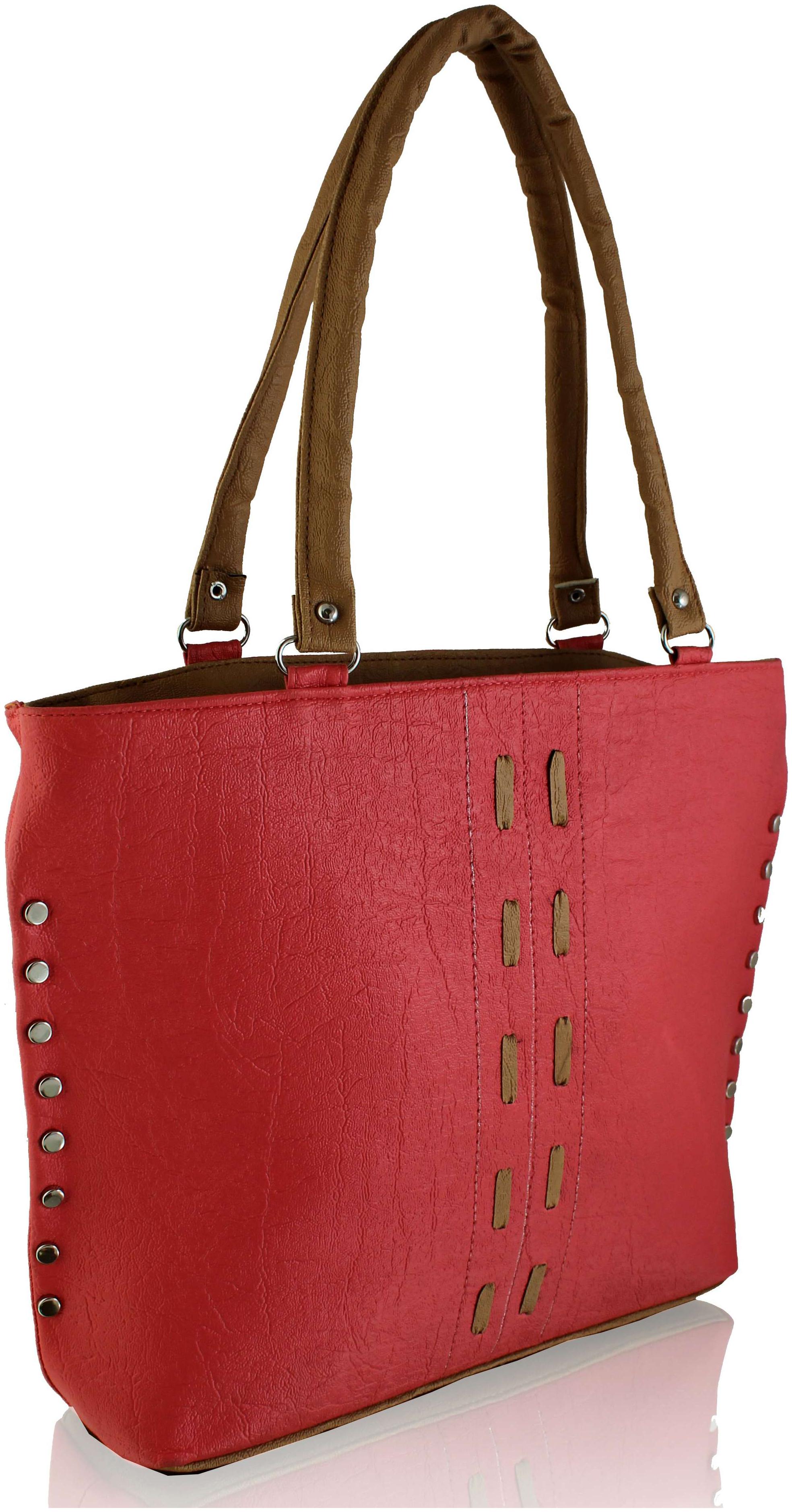

Clementine Pink Faux Leather Handheld Bag