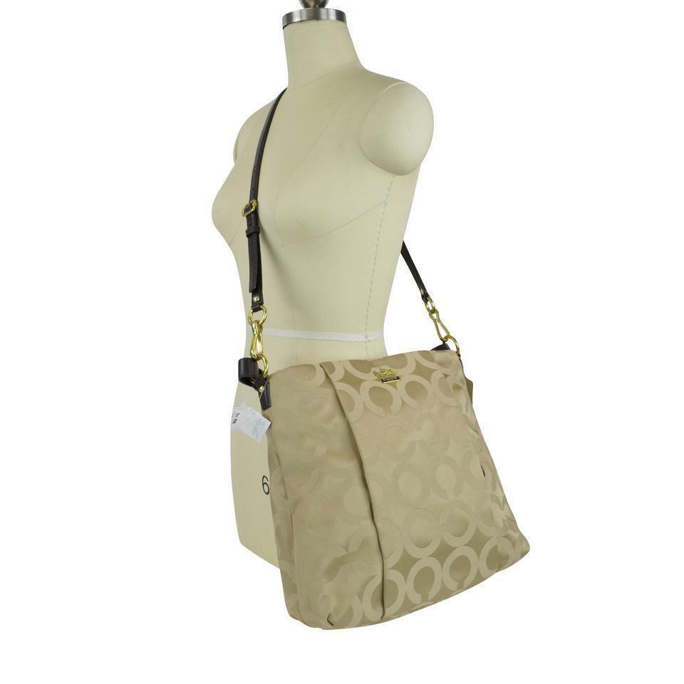 

Coach Madison Signature Op Art Isabelle Shoulder Bag 21121 Khaki Bronze (8863824