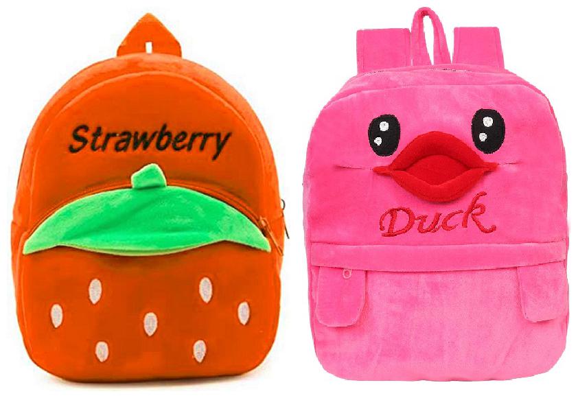 

Lychee bags Pink Orange Velvet Backpack