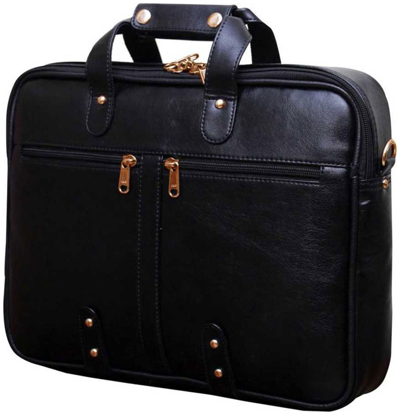 

Cosykart Black P U Leather 15 6 Inch Office Side Bag