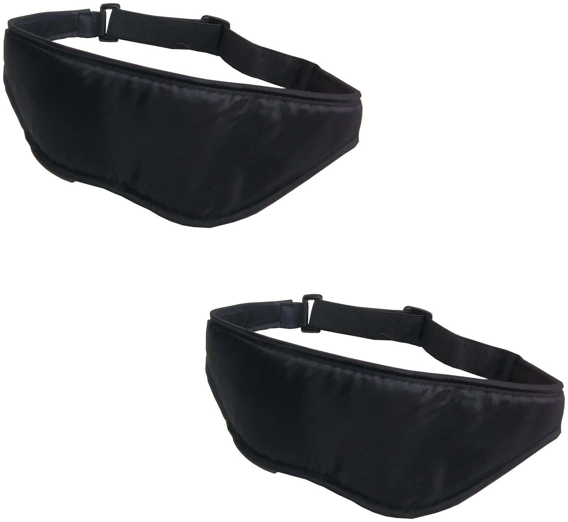 

De-Ultimate (Set Of 2Pc) Men Women Smooth Soft Comfort Silk Travel Light Blocking Eye Mask Blind Fold Meditation Rest Sleeping Shield Eyepatch Foam Padded Shade Cover With Adjustable Strap (Black)