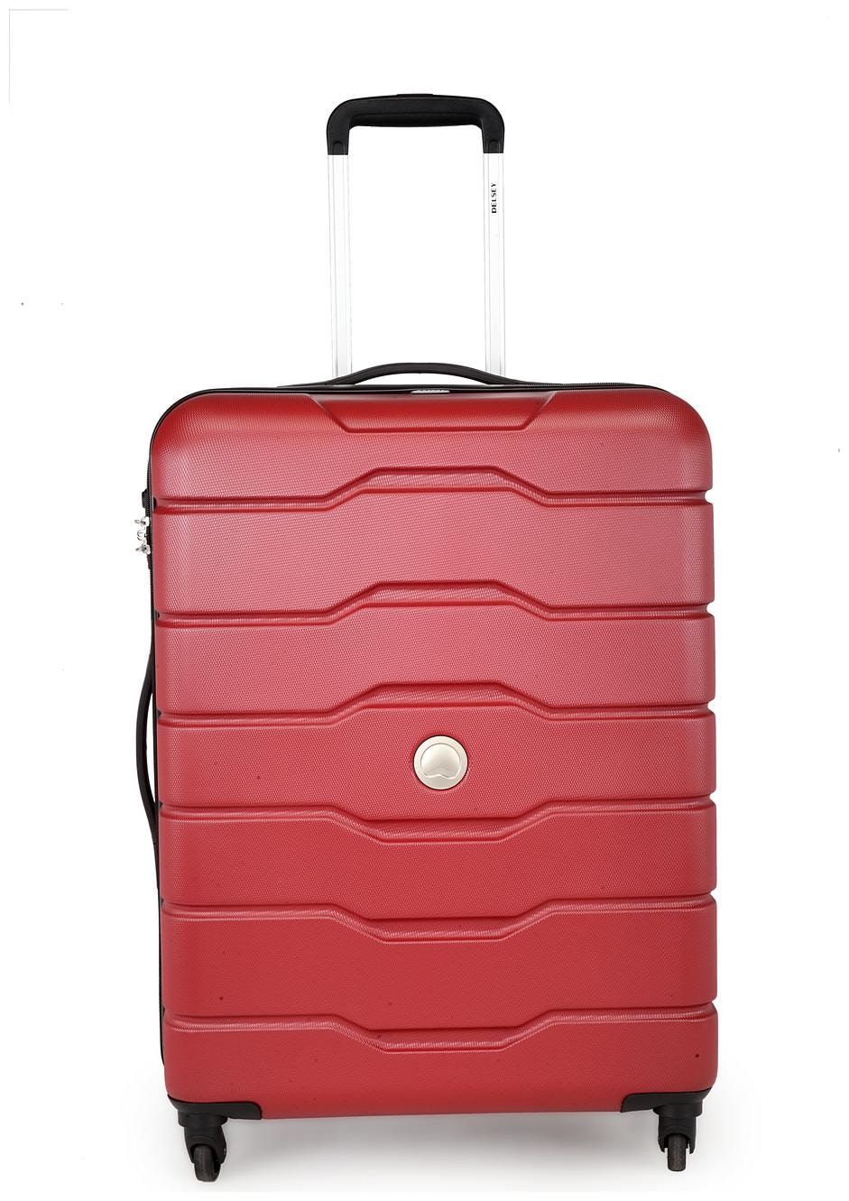 

Delsey Large Size Hard Luggage Bag ( Red 4 Wheels )