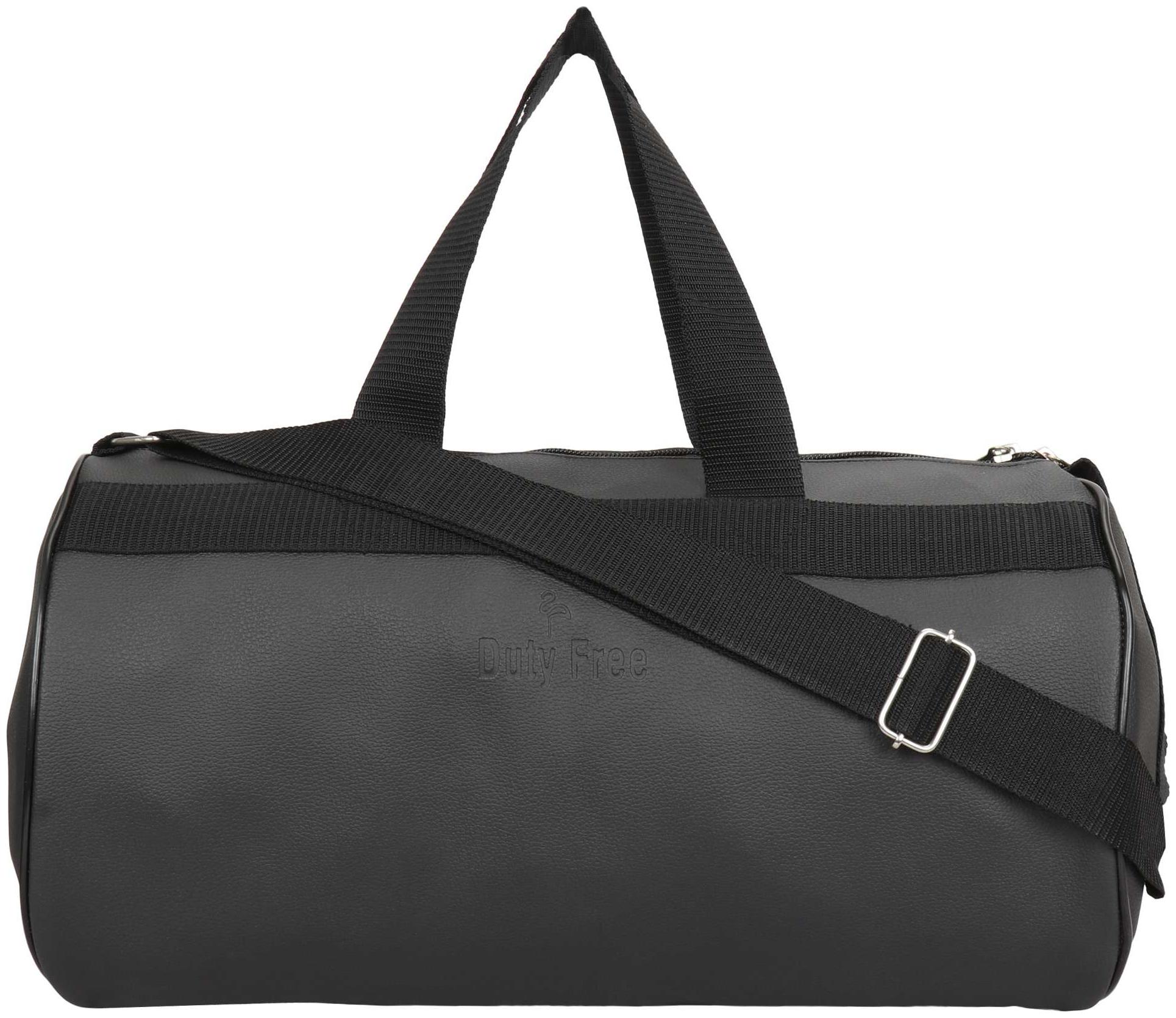 

DUTY FREE Leather Men Gym bag - Black