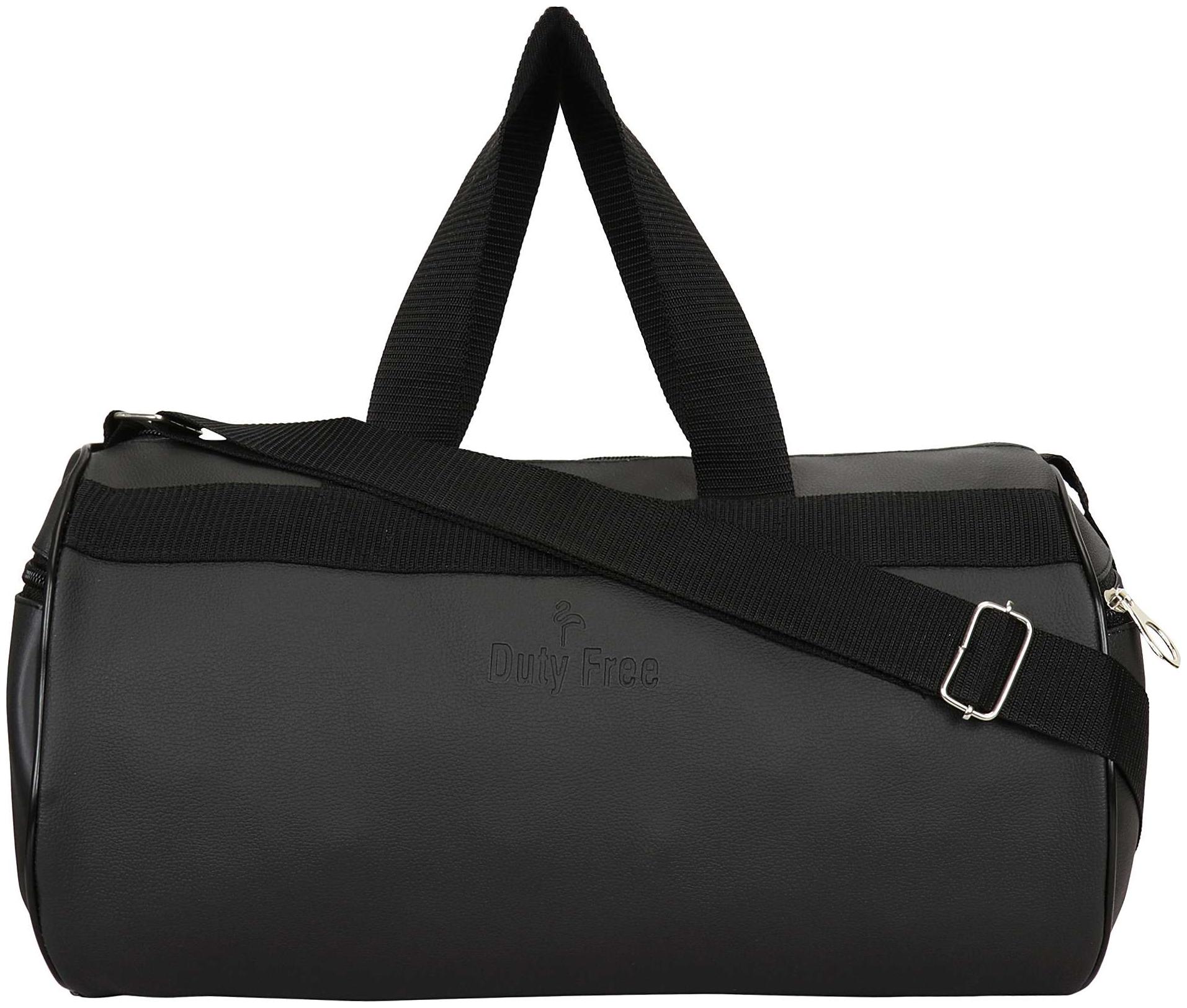 

DUTY FREE Leather Men Gym bag - Black
