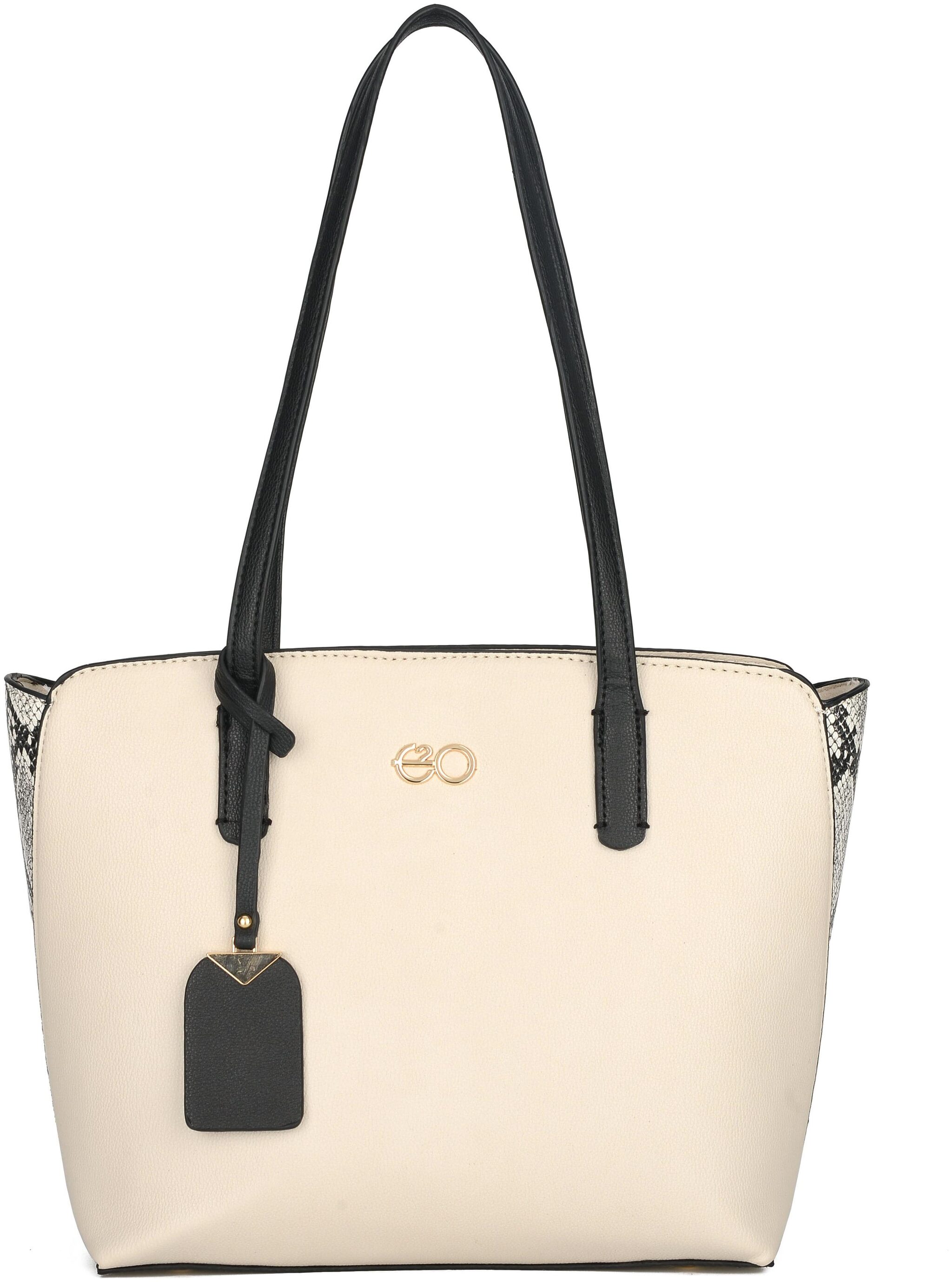 

E2O Solid Beige Tote Bag For Women