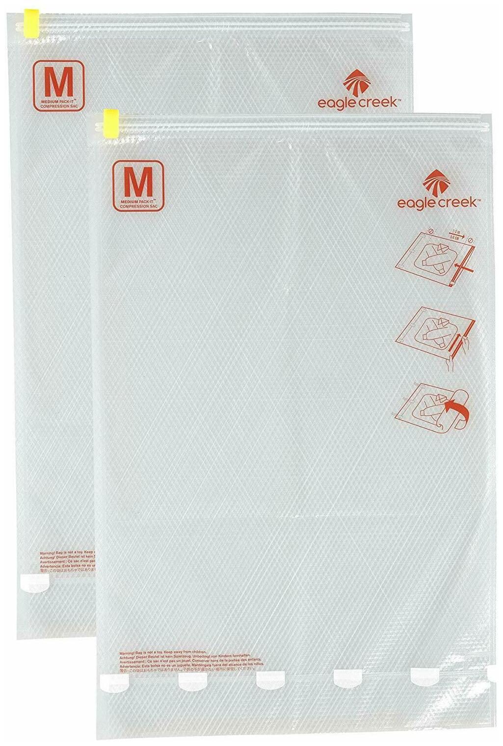

Eagle Creek Pack-It Compression Sac Set Packing Organizer Clear Flame Orange S