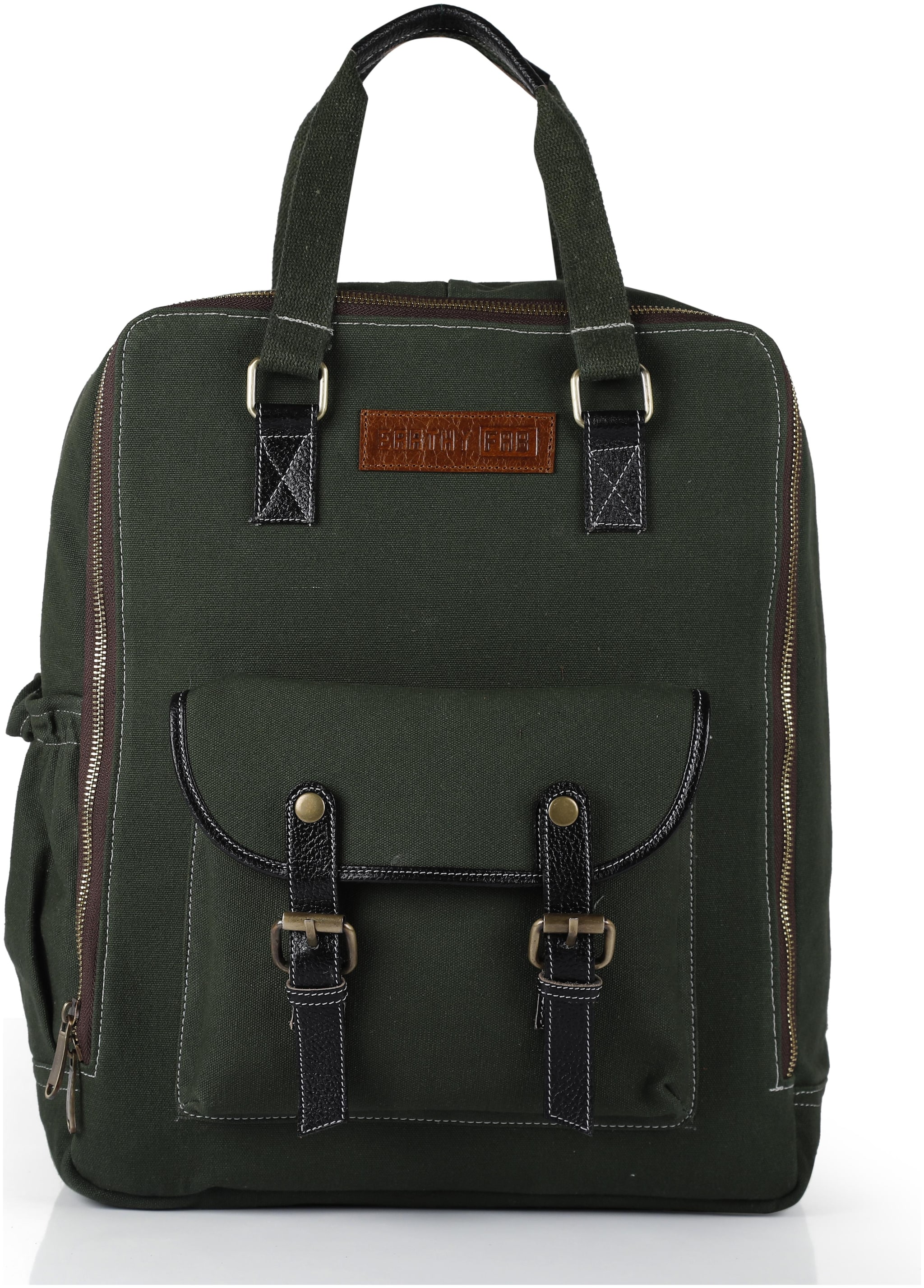 

EARTHY FAB EFLBMODEL03 CNVS LTHR OLIVE Laptop Backpack
