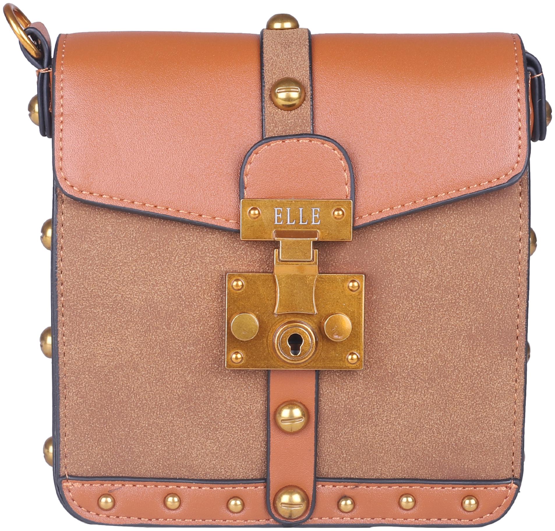 

ELLE Brown PU Solid Sling Bag