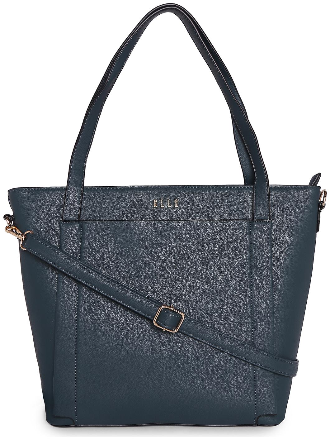 

ELLE Women Solid PU - Tote Bag Blue