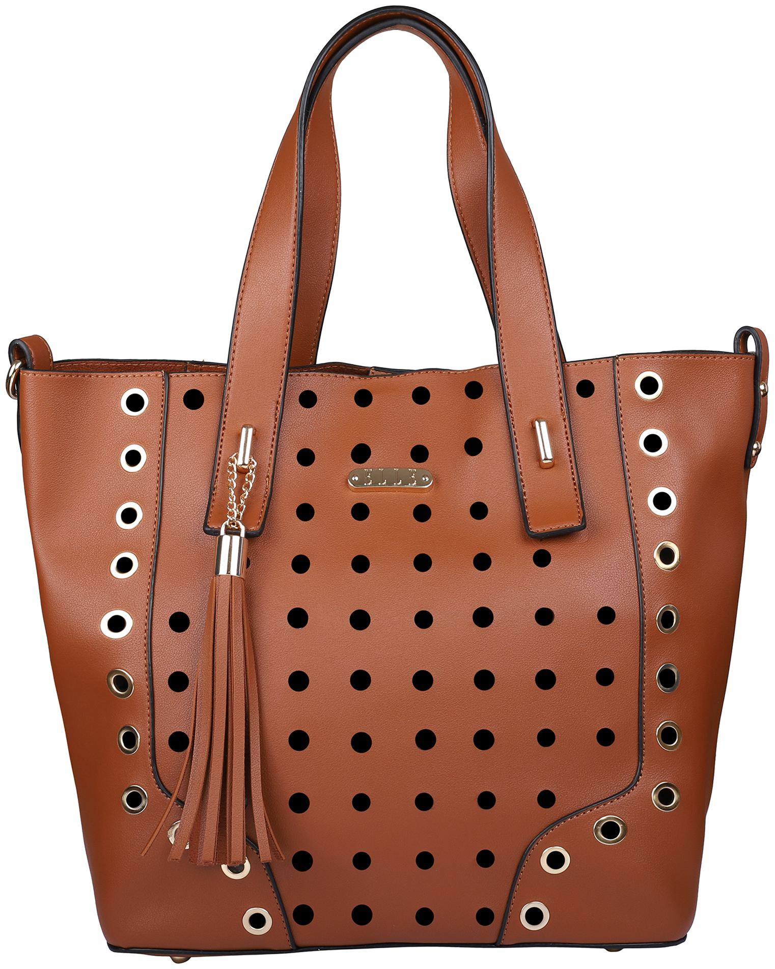 

ELLE Women Solid PU - Tote Bag Brown
