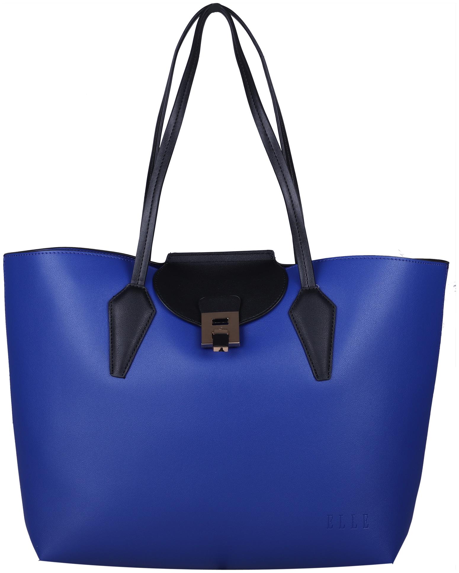 

ELLE Women Solid PU - Tote Bag Blue