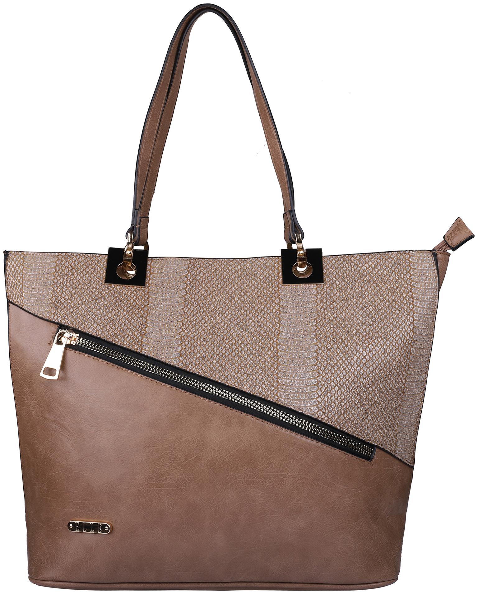 

ELLE Women Solid PU - Tote Bag Brown
