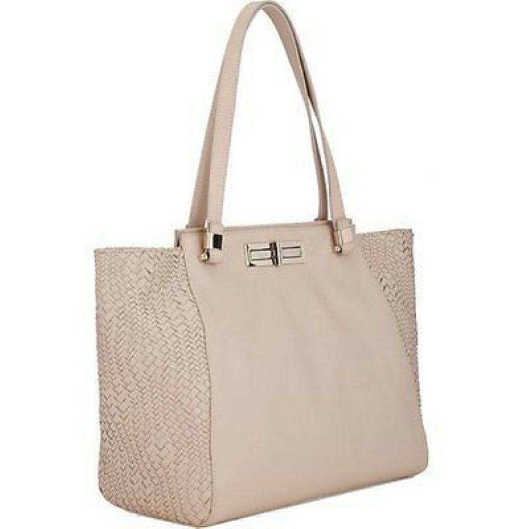 

Elliott Lucca Women s Porcelain Devi Weave Beige Leather Shoulder Tote (NWT)