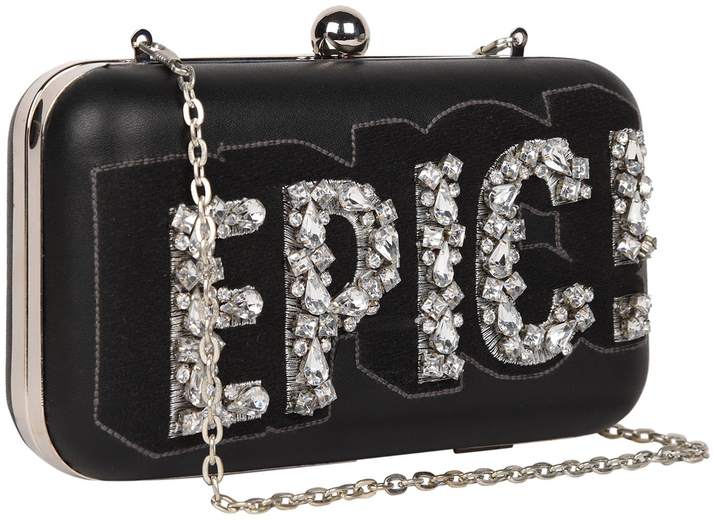

Epic Black Crystal Work Clutch