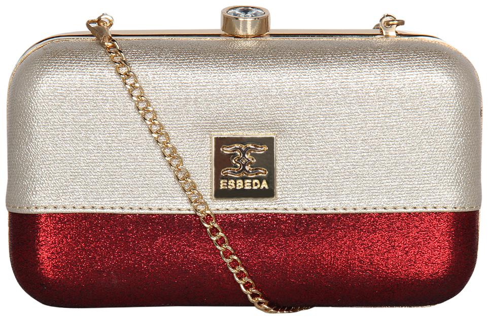 

Esbeda Women Beige Red PU Clutch