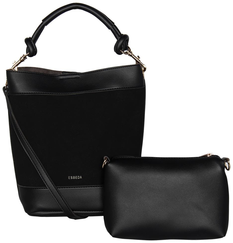

Esbeda Black PU Handheld Bag - Suede handbag with pouch