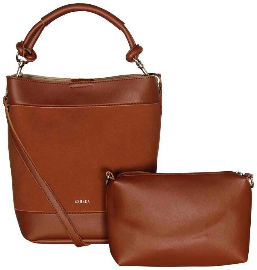 

Esbeda Brown PU Handheld Bag - Suede handbag with pouch