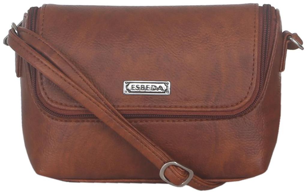 

Esbeda Brown Faux Leather Solid Sling Bag
