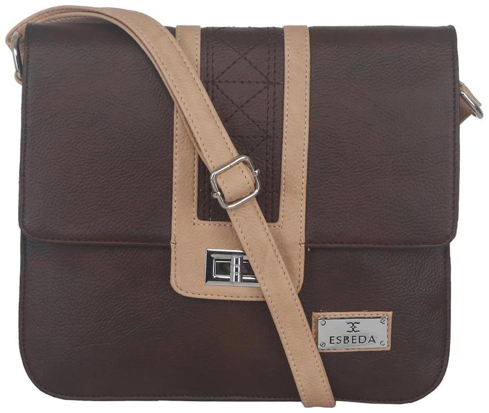

Esbeda Brown Faux Leather Solid Sling Bag