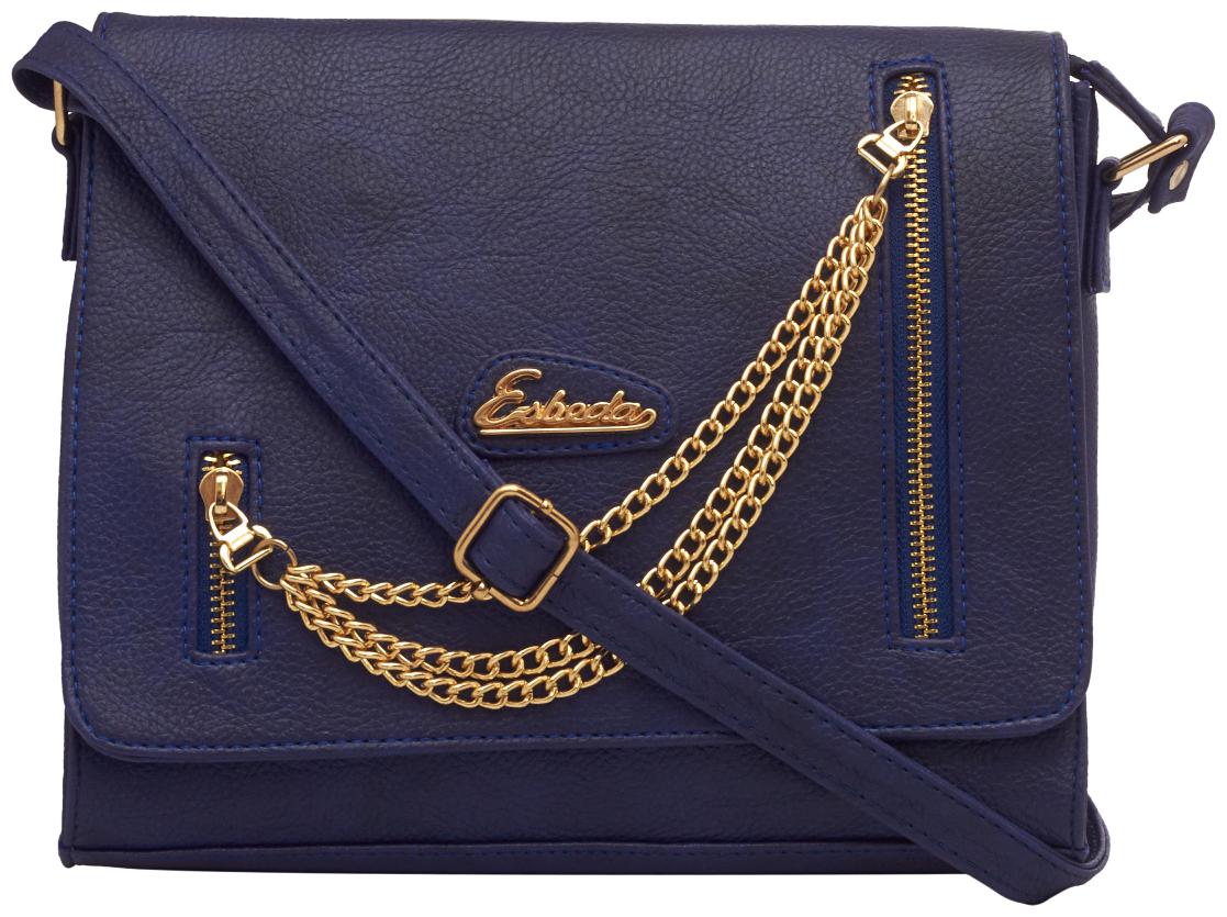 

Esbeda Blue PU Solid Sling Bag