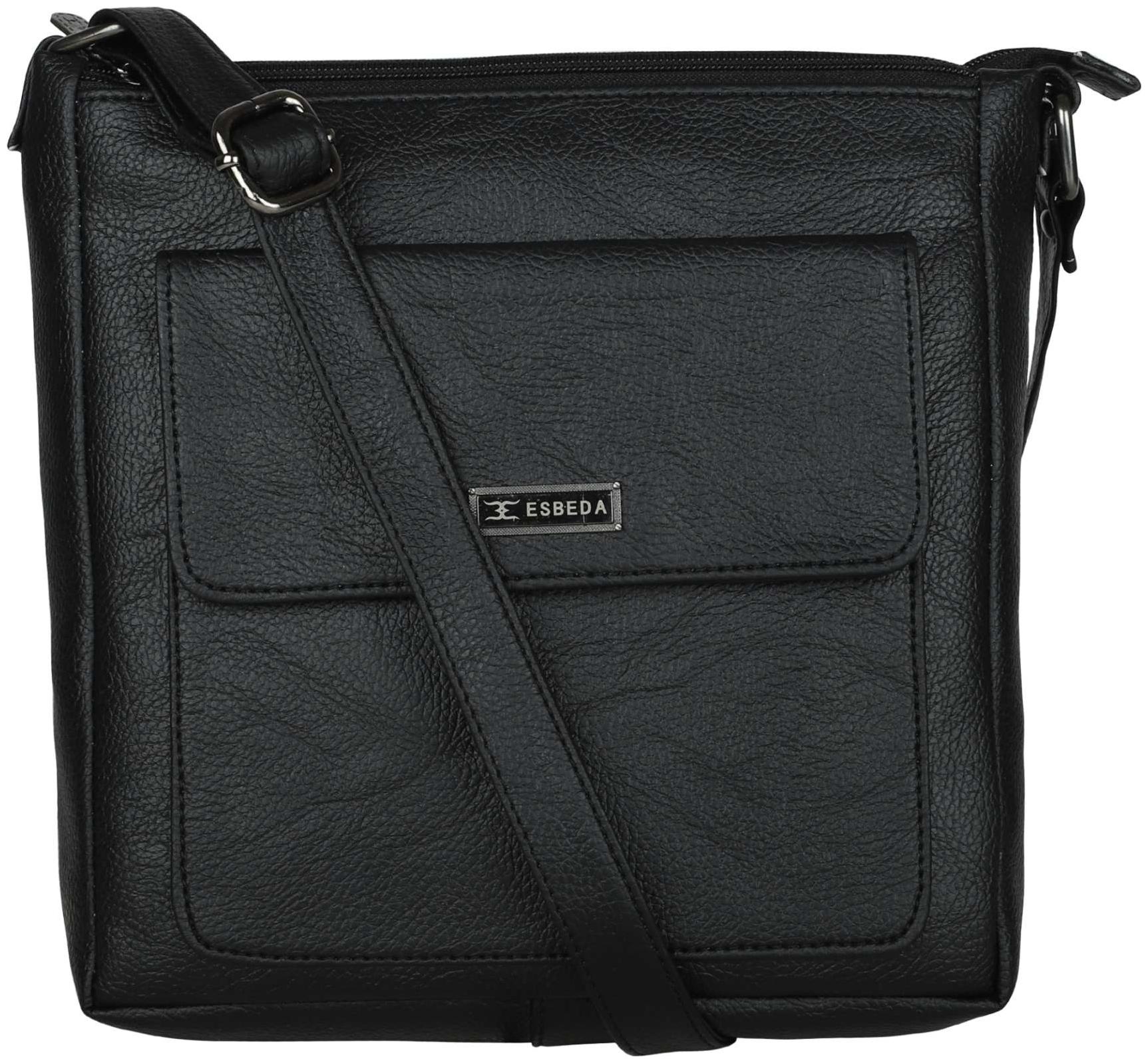 

Esbeda Black PU Solid Sling Bag