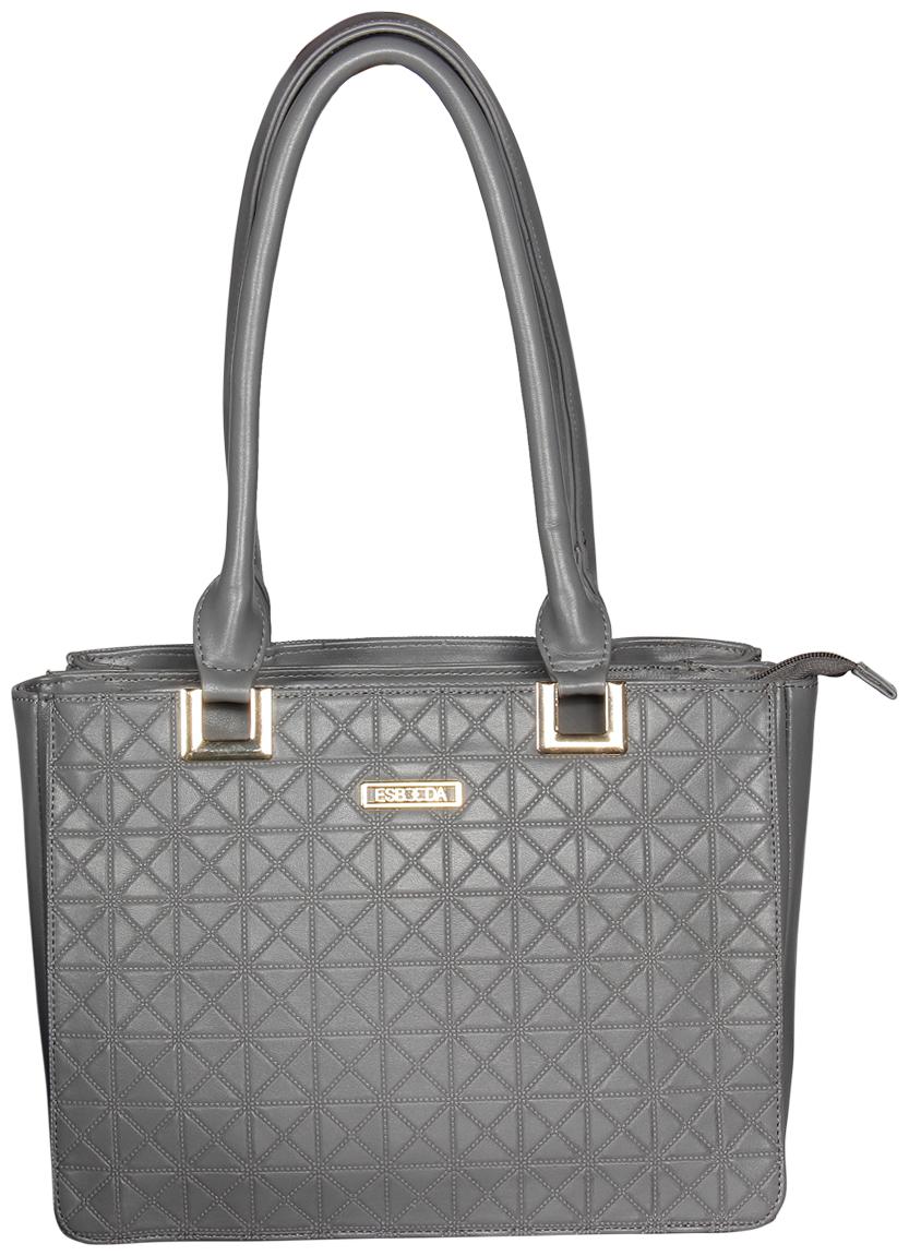 

Esbeda Grey PU Shoulder Bag - Textured Handbag