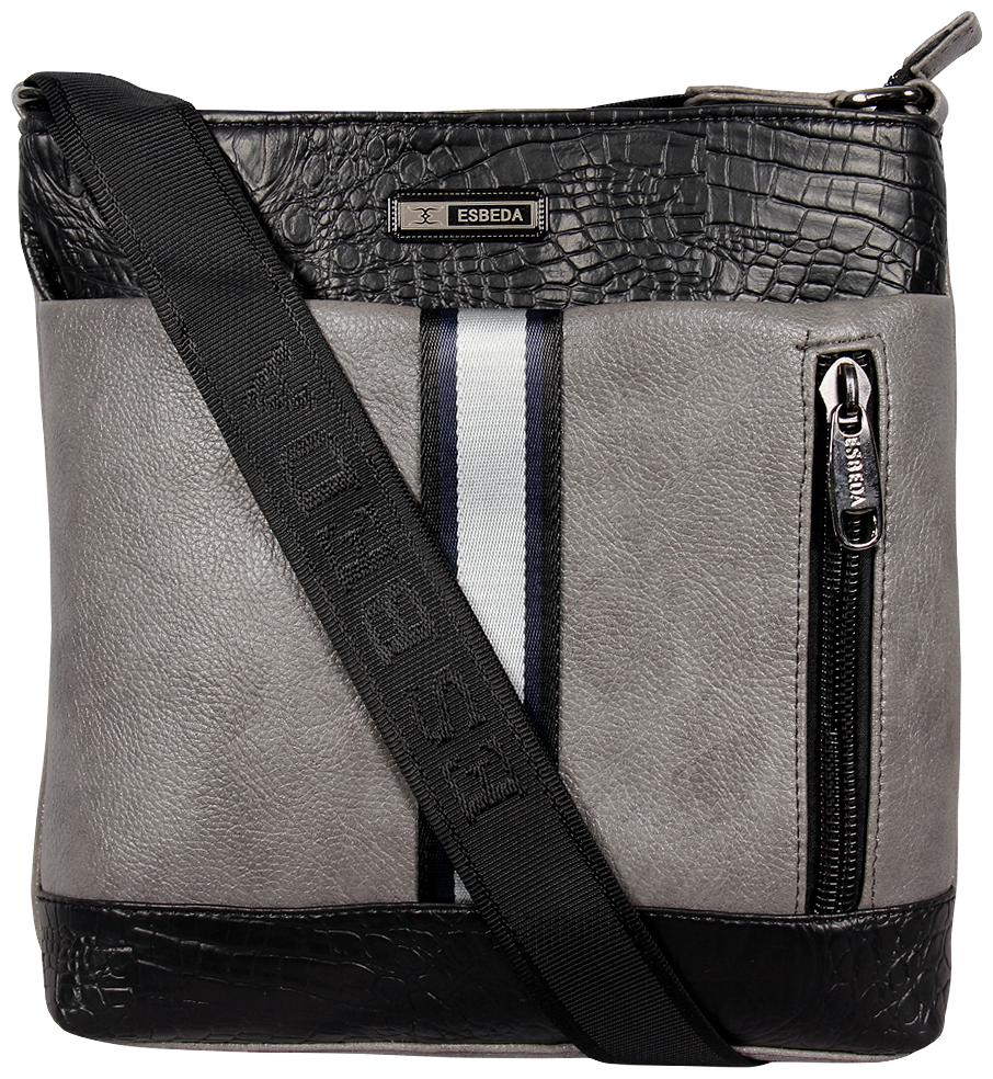 

Esbeda Grey Color Mediums Size Croco Stripe Sling bag For Mens And Women
