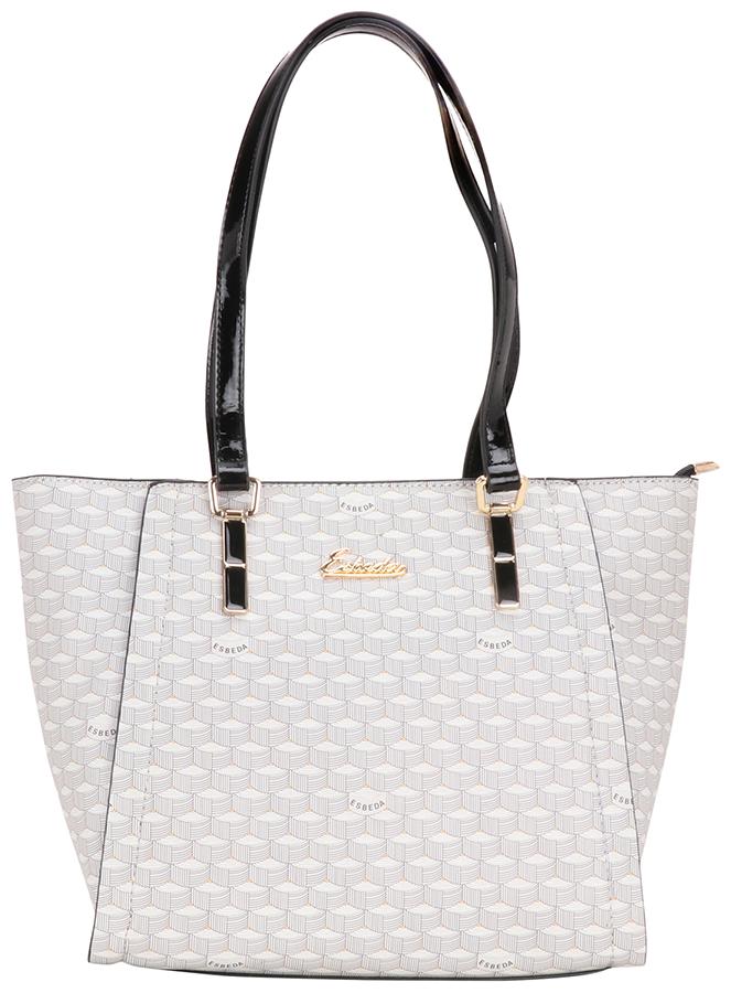 

Esbeda Grey PU Shoulder Bag - Logo Printed Handbag