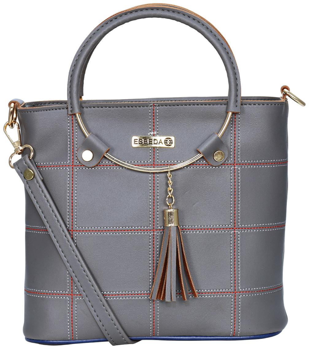 

Esbeda Grey PU Handheld Bag - Round Metal Handbag
