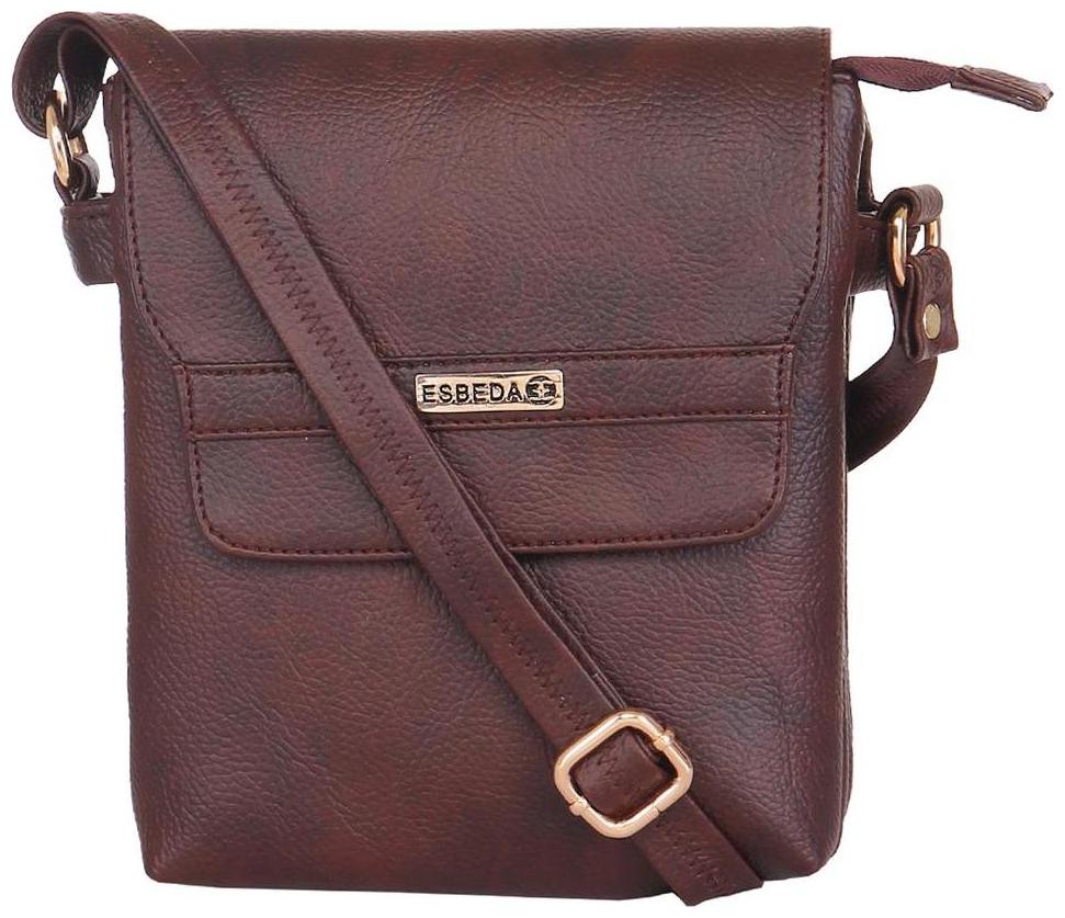 

Esbeda Brown Faux Leather Solid Sling Bag