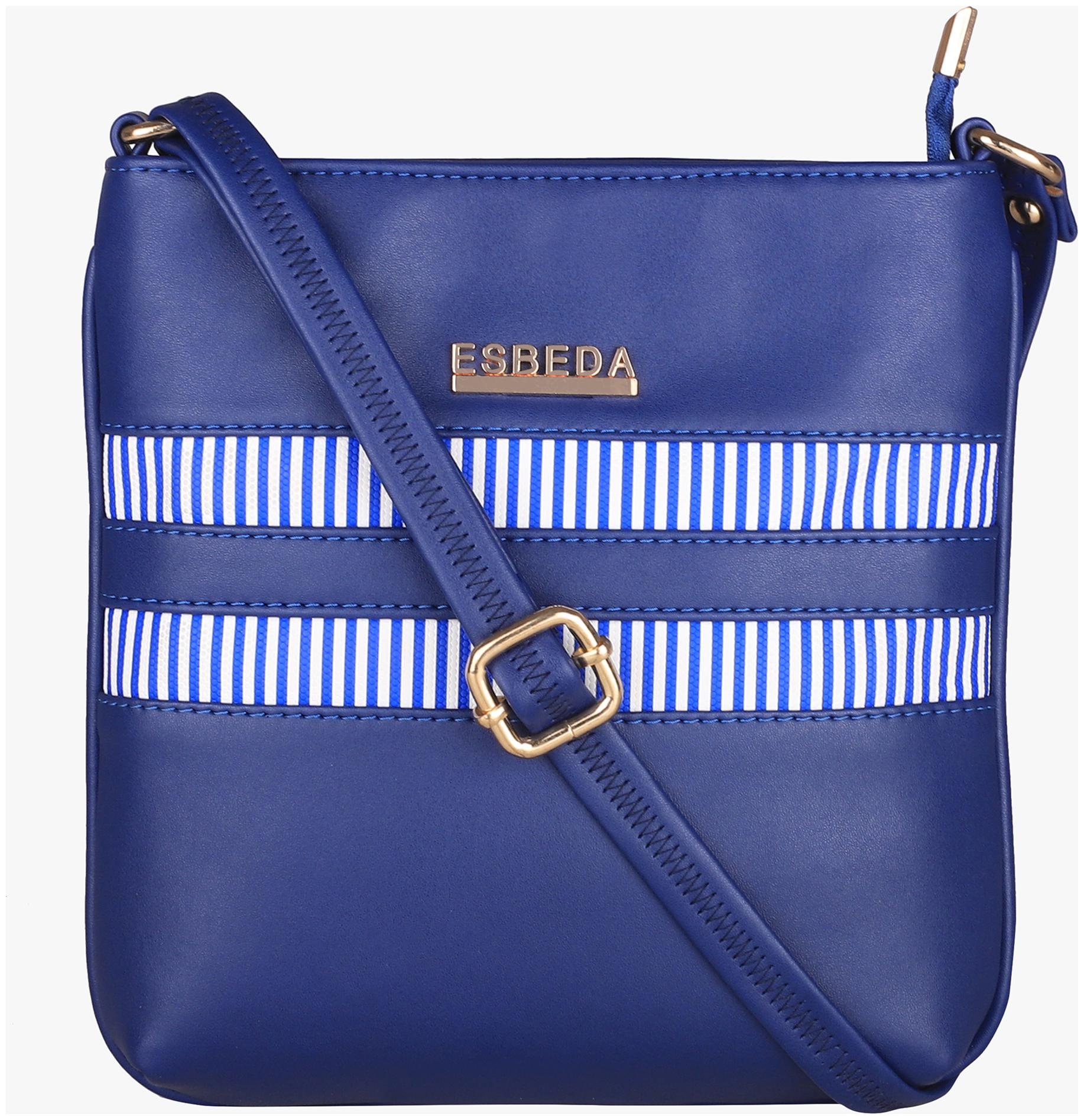 

Esbeda Blue PU Striped Sling Bag