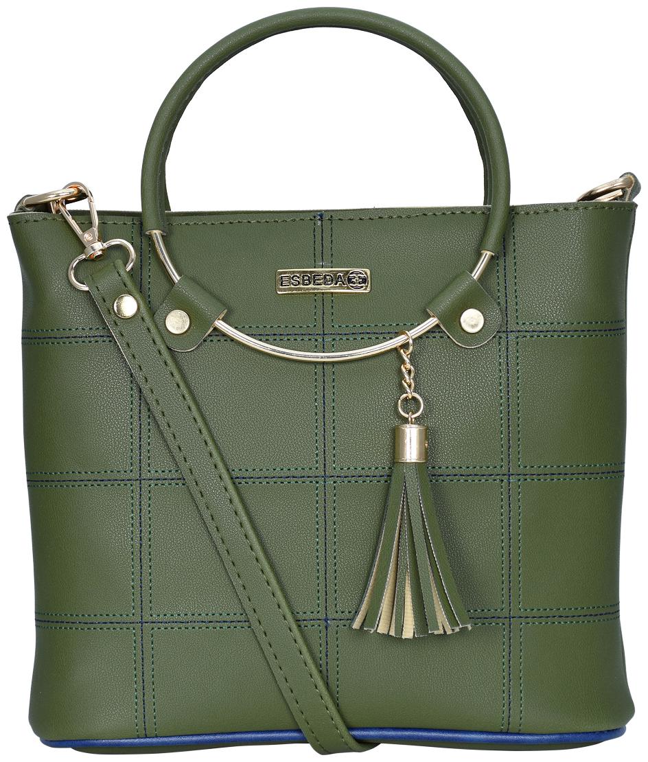 

Esbeda Green PU Handheld Bag - Round Metal Handbag