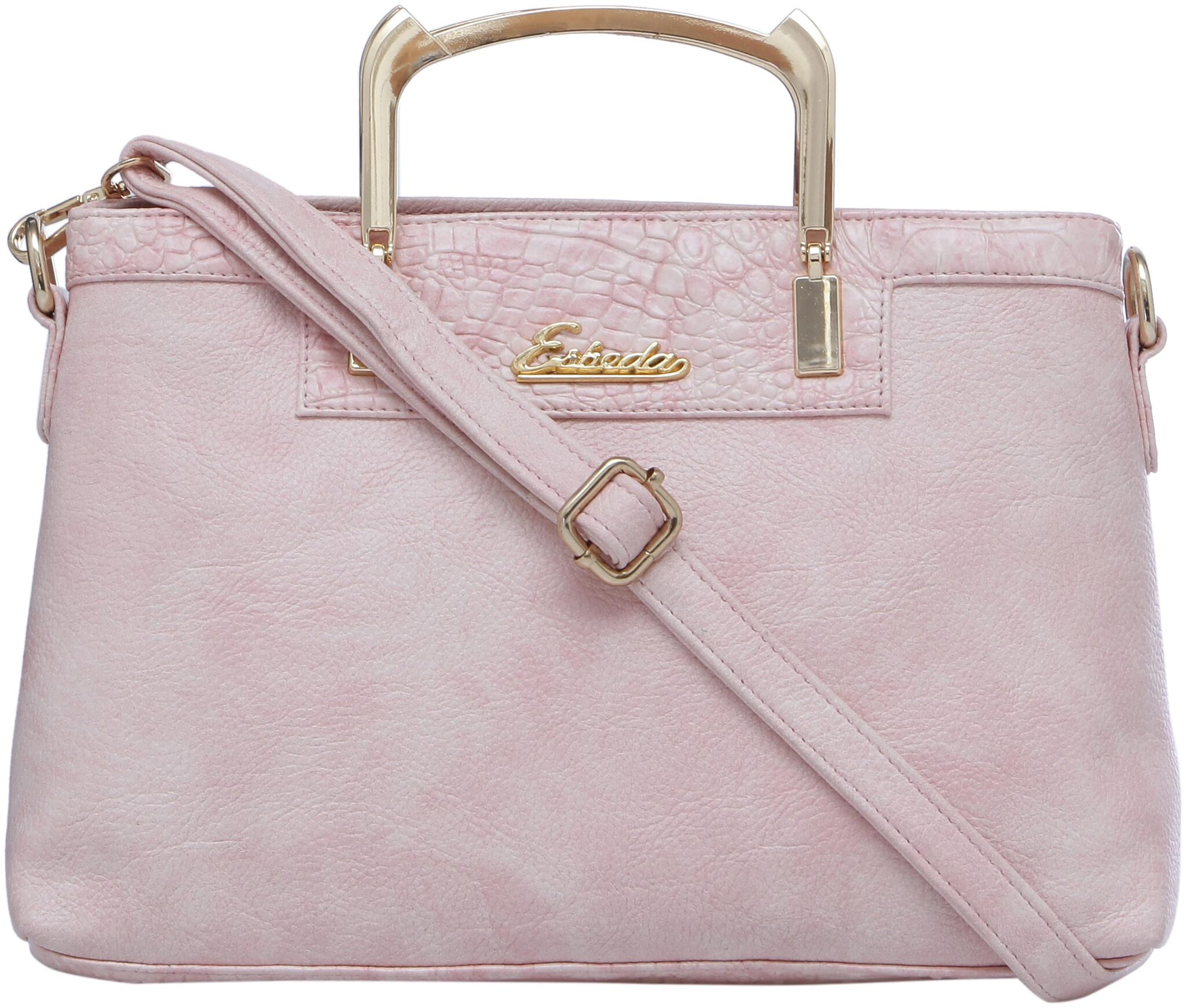 

Esbeda Pink PU Handheld Bag - Croco Metal Handle Armbag
