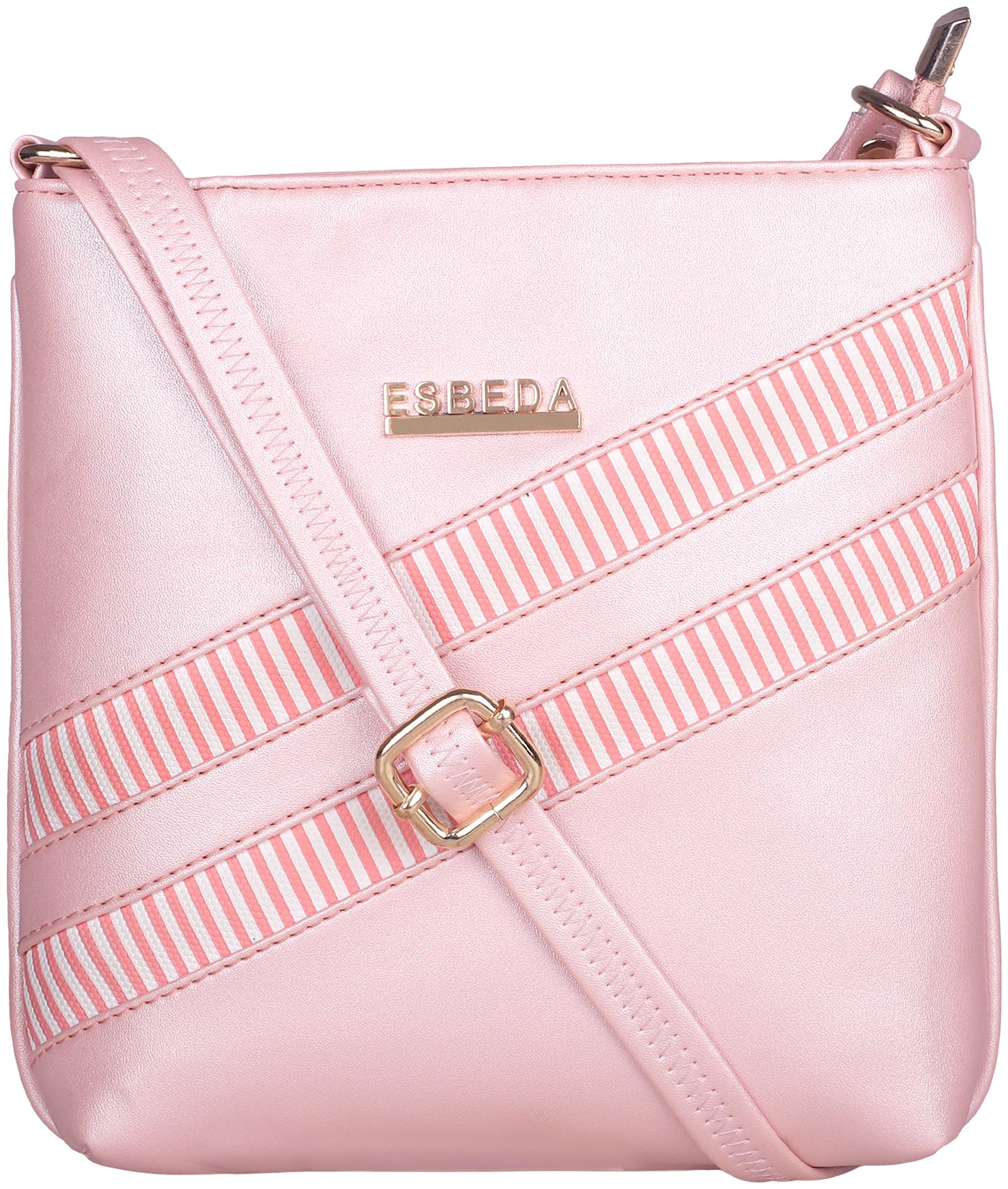 

Esbeda Pink PU Striped Sling Bag