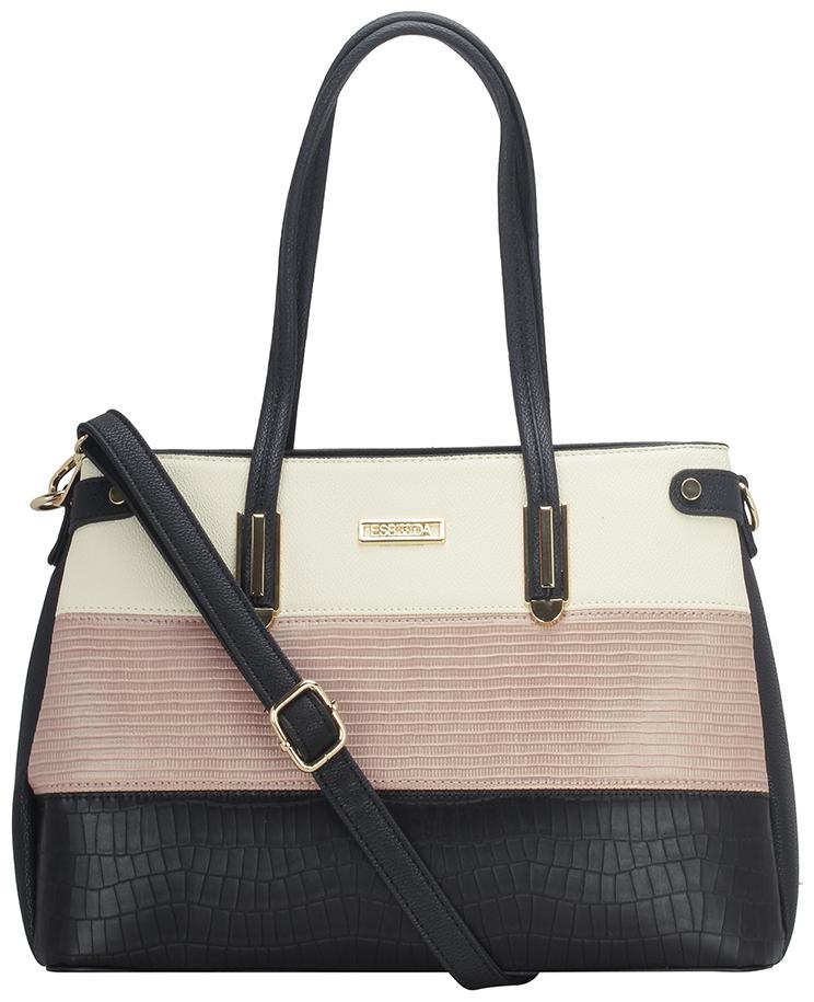 

Esbeda Black PU Shoulder Bag - Emboss Satchel Handbag