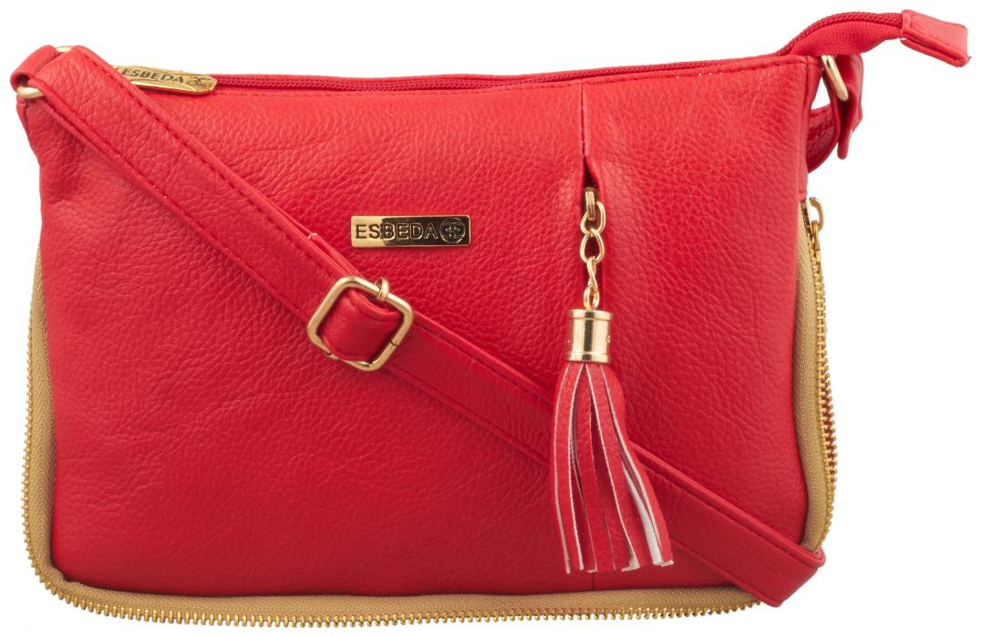 

Esbeda Red PU Solid Sling Bag